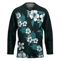 Hawaiian Hibiscus Tribal Floral Teal Hockey Jersey Polynesian Tapa Pattern LT01 Unisex Teal - Polynesian Pride