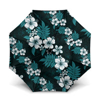 Hawaiian Hibiscus Tribal Floral Teal Umbrella Polynesian Tapa Pattern LT01 One Size Folded 11.42 inch Opened Diameter 37.4 inch Teal - Polynesian Pride