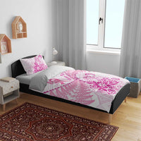 Personalised New Zealand Pink Fern Breast Cancer Bedding Set Polynesian Pattern LT01 - Polynesian Pride
