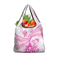 New Zealand Pink Fern Breast Cancer Grocery Bag Polynesian Pattern