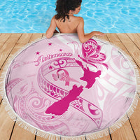 Personalised Aotearoa Breast Cancer Beach Blanket New Zealand Maori Pattern