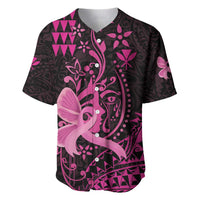 Hawaii Breast Cancer Baseball Jersey Girl Floral Kakau Pattern LT01 Pink - Polynesian Pride