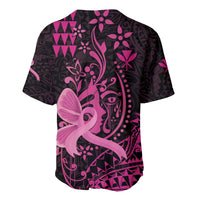 Hawaii Breast Cancer Baseball Jersey Girl Floral Kakau Pattern LT01 - Polynesian Pride