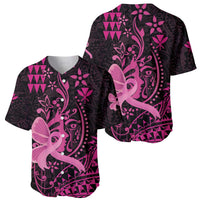 Hawaii Breast Cancer Baseball Jersey Girl Floral Kakau Pattern LT01 - Polynesian Pride