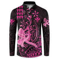 Hawaii Breast Cancer Button Sweatshirt Girl Floral Kakau Pattern