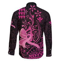 Hawaii Breast Cancer Family Matching Mermaid Dress and Hawaiian Shirt Girl Floral Kakau Pattern