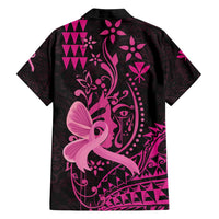 Hawaii Breast Cancer Family Matching Summer Maxi Dress and Hawaiian Shirt Girl Floral Kakau Pattern