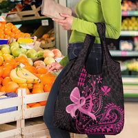 Hawaii Breast Cancer Grocery Bag Girl Floral Kakau Pattern