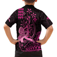 Hawaii Breast Cancer Kid Hawaiian Shirt Girl Floral Kakau Pattern