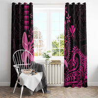 Hawaii Breast Cancer Window Curtain Girl Floral Kakau Pattern
