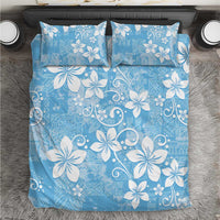 Fiji Tapa Pattern Bedding Set Plumeria Floral LT01 Blue - Polynesian Pride