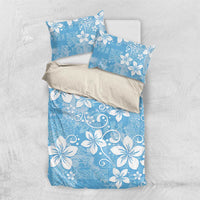 Fiji Tapa Pattern Bedding Set Plumeria Floral LT01 US Twin 172cm x 218cm Blue - Polynesian Pride