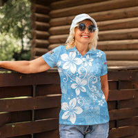 Fiji Tapa Pattern Women Polo Shirt Plumeria Floral LT01 - Polynesian Pride