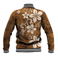 Plumeria Floral Tapa Pattern Vintage Gold Baseball Jacket LT01 - Polynesian Pride