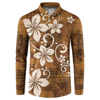Plumeria Floral Tapa Pattern Vintage Gold Button Sweatshirt LT01 Gold - Polynesian Pride