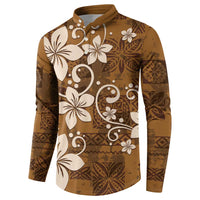Plumeria Floral Tapa Pattern Vintage Gold Button Sweatshirt LT01 - Polynesian Pride