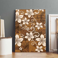 Plumeria Floral Tapa Pattern Vintage Gold Canvas Wall Art