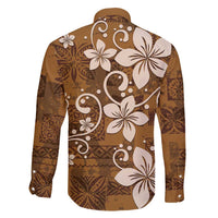 Plumeria Floral Tapa Pattern Vintage Gold Family Matching Tank Maxi Dress and Hawaiian Shirt