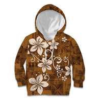 Plumeria Floral Tapa Pattern Vintage Gold Kid Hoodie LT01 Hoodie Gold - Polynesian Pride