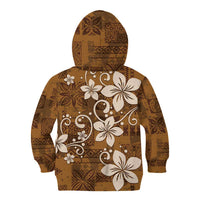 Plumeria Floral Tapa Pattern Vintage Gold Kid Hoodie LT01 - Polynesian Pride