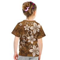 Plumeria Floral Tapa Pattern Vintage Gold Kid T Shirt LT01 - Polynesian Pride