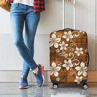 Plumeria Floral Tapa Pattern Vintage Gold Luggage Cover LT01 - Polynesian Pride