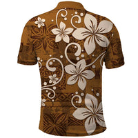 Plumeria Floral Tapa Pattern Vintage Gold Polo Shirt LT01 - Polynesian Pride