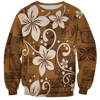 Plumeria Floral Tapa Pattern Vintage Gold Sweatshirt LT01 Unisex Gold - Polynesian Pride