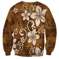 Plumeria Floral Tapa Pattern Vintage Gold Sweatshirt LT01 - Polynesian Pride