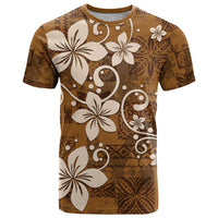 Plumeria Floral Tapa Pattern Vintage Gold T Shirt LT01 Gold - Polynesian Pride