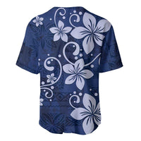 Plumeria Floral Tapa Pattern Navy Blue Baseball Jersey LT01 - Polynesian Pride