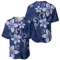 Plumeria Floral Tapa Pattern Navy Blue Baseball Jersey LT01 - Polynesian Pride