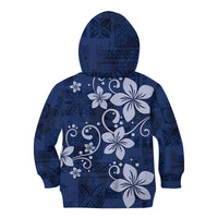 Plumeria Floral Tapa Pattern Navy Blue Kid Hoodie LT01 - Polynesian Pride