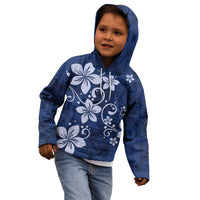 Plumeria Floral Tapa Pattern Navy Blue Kid Hoodie LT01 - Polynesian Pride