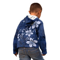 Plumeria Floral Tapa Pattern Navy Blue Kid Hoodie LT01 - Polynesian Pride