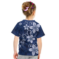 Plumeria Floral Tapa Pattern Navy Blue Kid T Shirt LT01 - Polynesian Pride