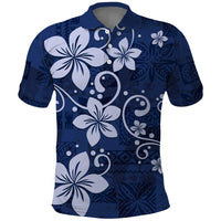 Plumeria Floral Tapa Pattern Navy Blue Polo Shirt LT01 Blue - Polynesian Pride