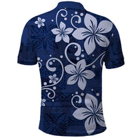 Plumeria Floral Tapa Pattern Navy Blue Polo Shirt LT01 - Polynesian Pride
