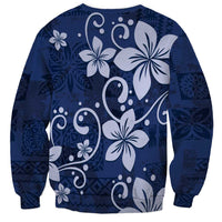Plumeria Floral Tapa Pattern Navy Blue Sweatshirt LT01 - Polynesian Pride