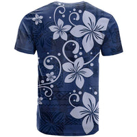 Plumeria Floral Tapa Pattern Navy Blue T Shirt LT01 - Polynesian Pride