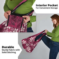 Plumeria Floral Tapa Pattern Ruby Pink Grocery Bag