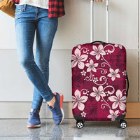 Plumeria Floral Tapa Pattern Ruby Pink Luggage Cover LT01 - Polynesian Pride