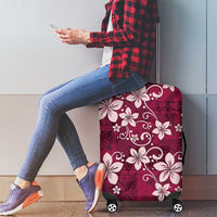 Plumeria Floral Tapa Pattern Ruby Pink Luggage Cover LT01 - Polynesian Pride