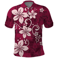 Plumeria Floral Tapa Pattern Ruby Pink Polo Shirt LT01 Pink - Polynesian Pride