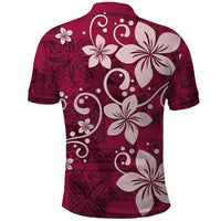 Plumeria Floral Tapa Pattern Ruby Pink Polo Shirt LT01 - Polynesian Pride
