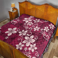 Plumeria Floral Tapa Pattern Ruby Pink Quilt LT01 - Polynesian Pride