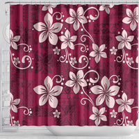 Plumeria Floral Tapa Pattern Ruby Pink Shower Curtain