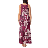 Plumeria Floral Tapa Pattern Ruby Pink Tank Maxi Dress