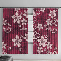 Plumeria Floral Tapa Pattern Ruby Pink Window Curtain