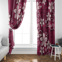 Plumeria Floral Tapa Pattern Ruby Pink Window Curtain